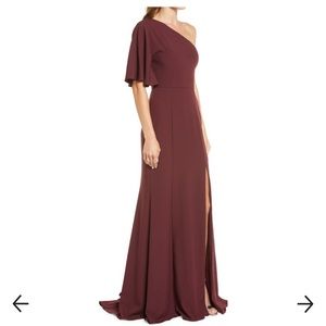 Amsale One Shoulder Crepe Gown